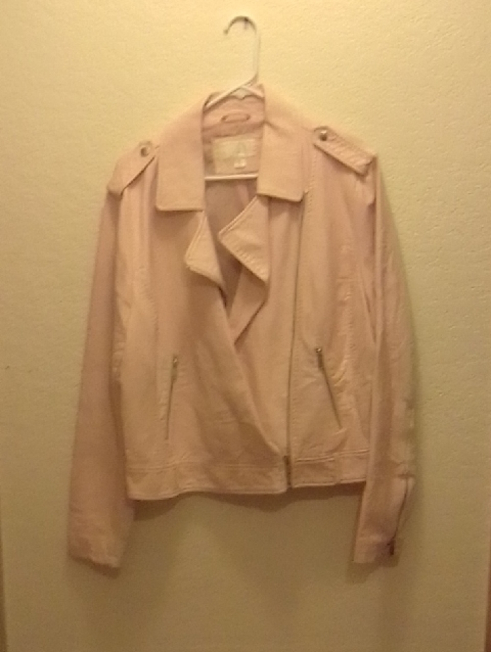Xhilaration Pale Pink Faux Leather Moto Jacket